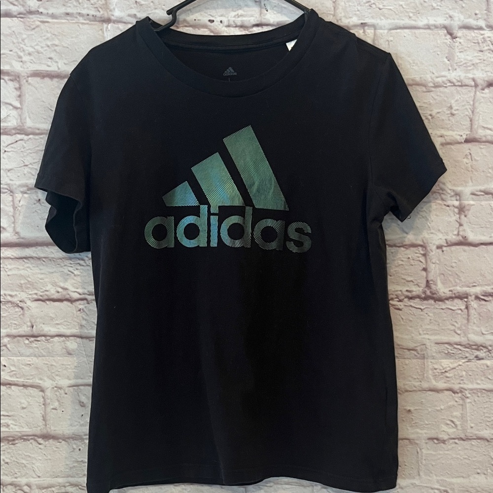 Adidas Black Tee with Green Logo